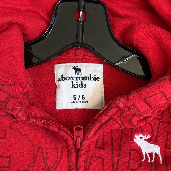 Abercrombie Kids Red Logo Zip Up Hoodie - Picture 2 of 3